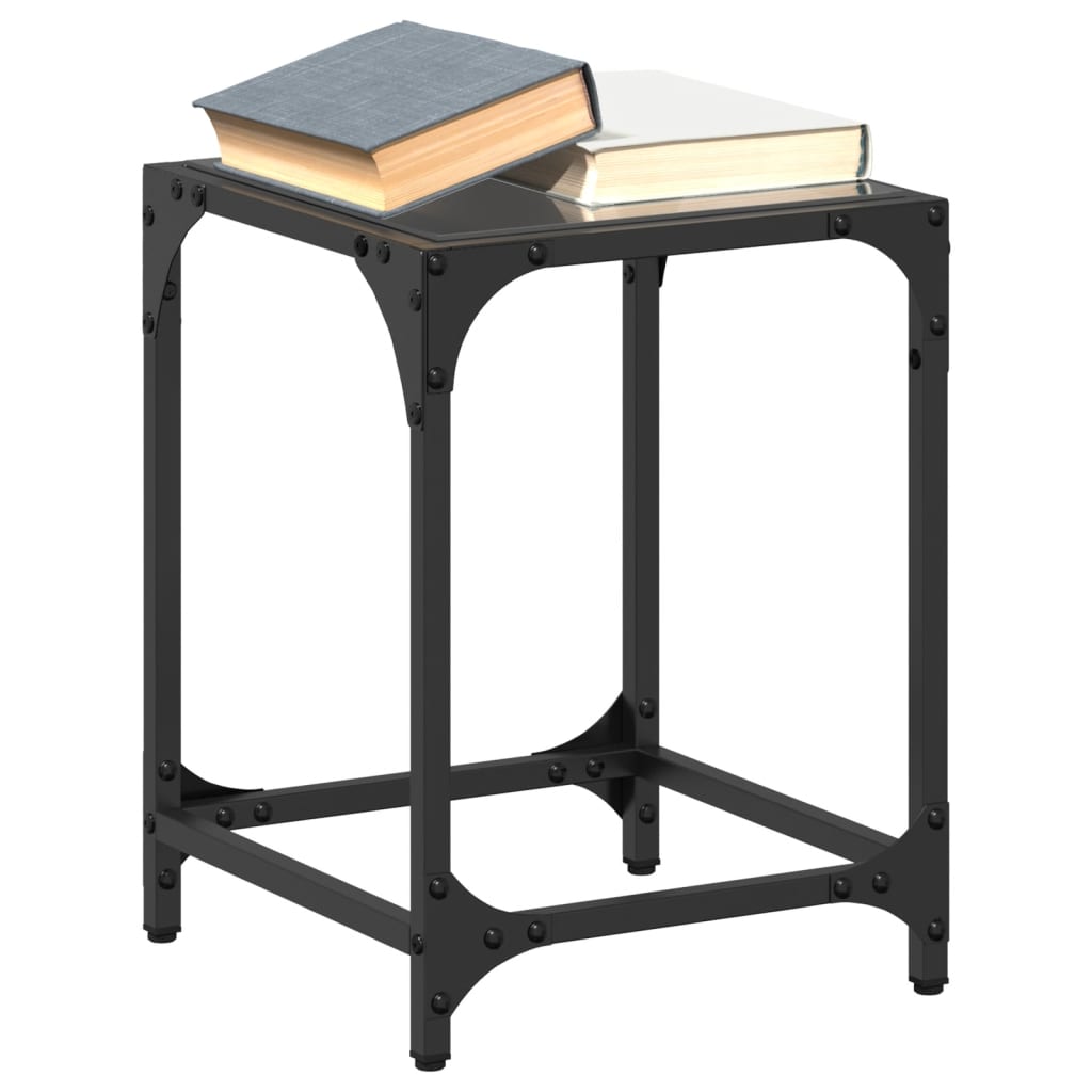 Mesa de centro superficie de vidrio 2 uds acero 40x40x45 cm