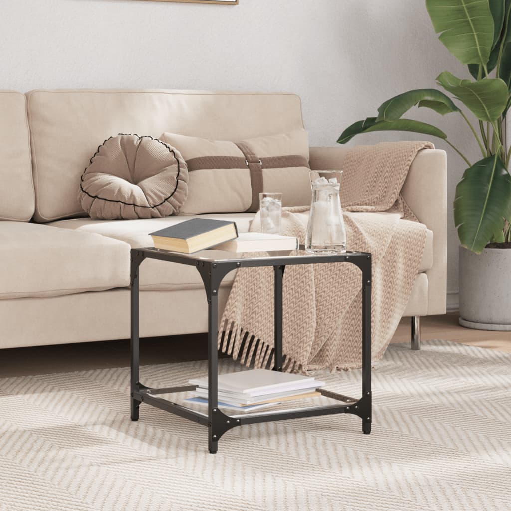Mesa de centro acero superficie de vidrio negra 78,5x40x41cm
