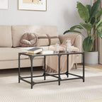 Mesa de centro acero superficie de vidrio negra 78,5x40x41cm
