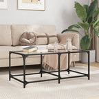 Mesa de centro acero superficie de vidrio negra 78,5x40x41cm