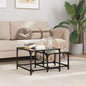 Stackable 3-piece steel coffee tables with glass tops