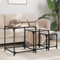 Stackable 3-piece steel coffee tables with glass tops