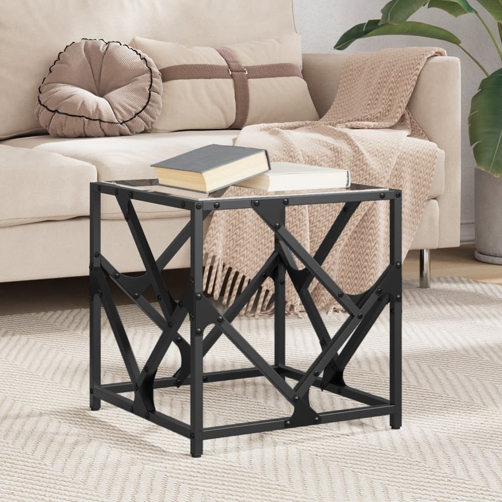Mesa de centro acero superficie de vidrio negra 78,5x40x41cm
