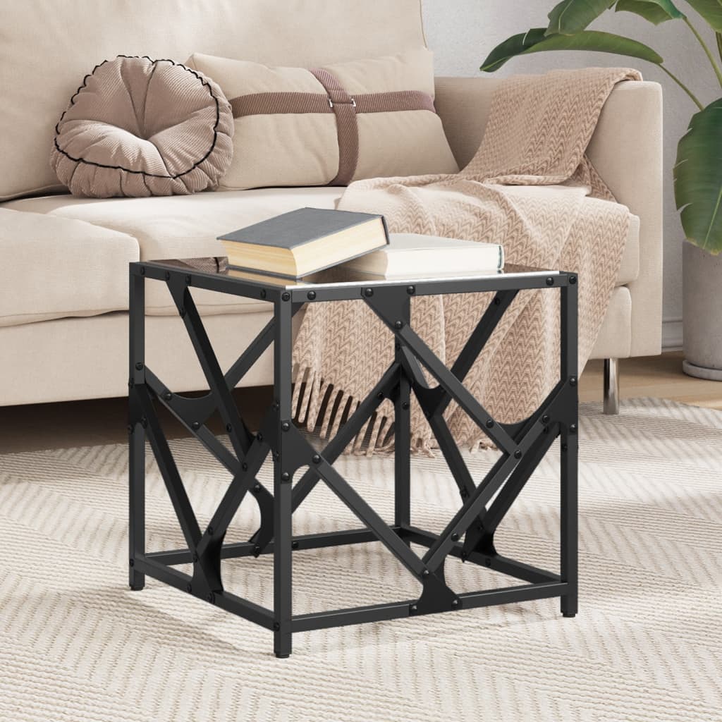 Mesa de centro acero superficie de vidrio negra 78,5x40x41cm