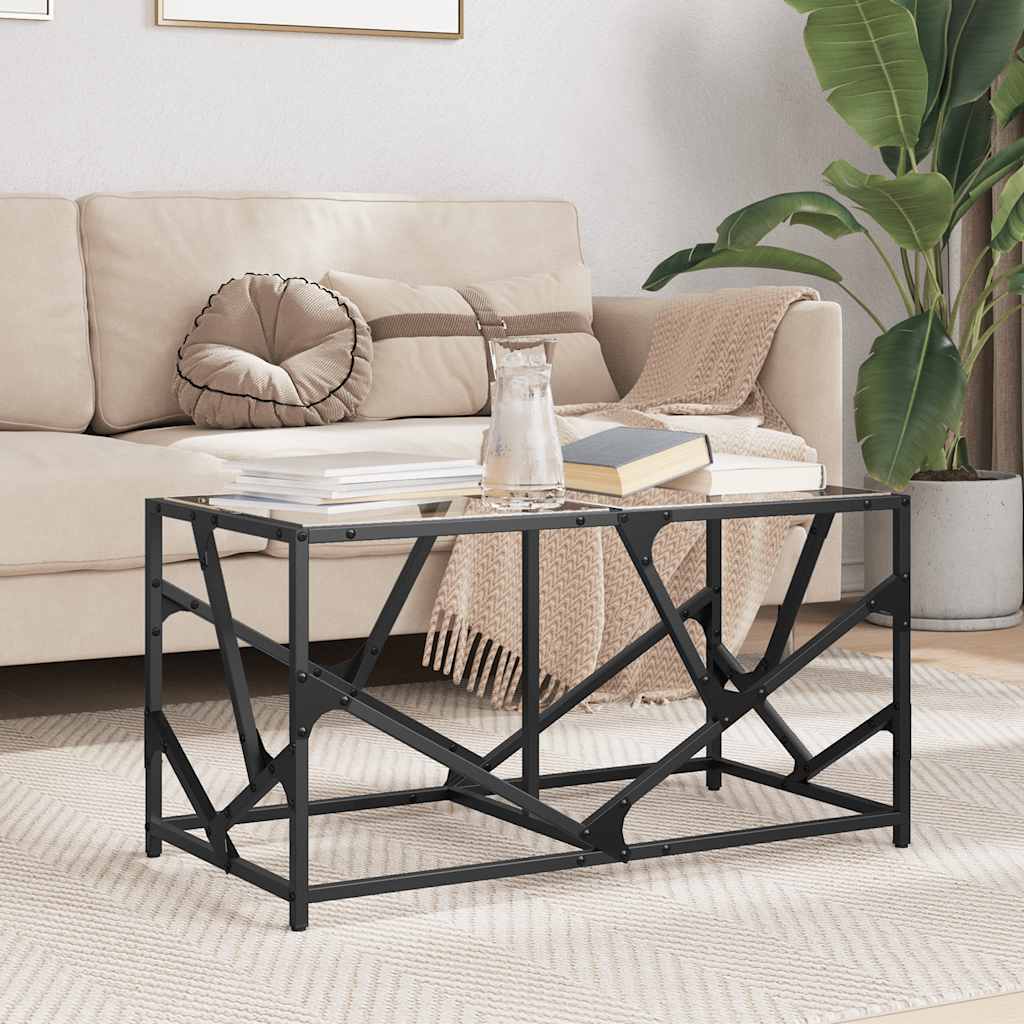 Mesa de centro acero superficie de vidrio negra 78,5x40x41cm