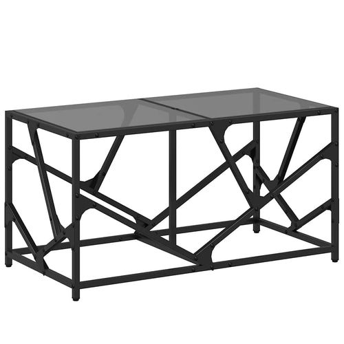 Coffee table steel black glass surface 78.5x40x41cm