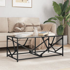Mesa de centro acero superficie de vidrio negra 78,5x40x41cm