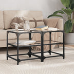 Mesa de centro superficie de vidrio 2 uds acero 40x40x45 cm