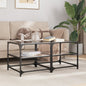 Mesa de centro superficie de vidrio 2 uds acero 40x40x45 cm
