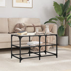 Mesa de centro acero superficie de vidrio negra 78,5x40x41cm