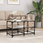 Mesa de centro acero superficie de vidrio negra 78,5x40x41cm