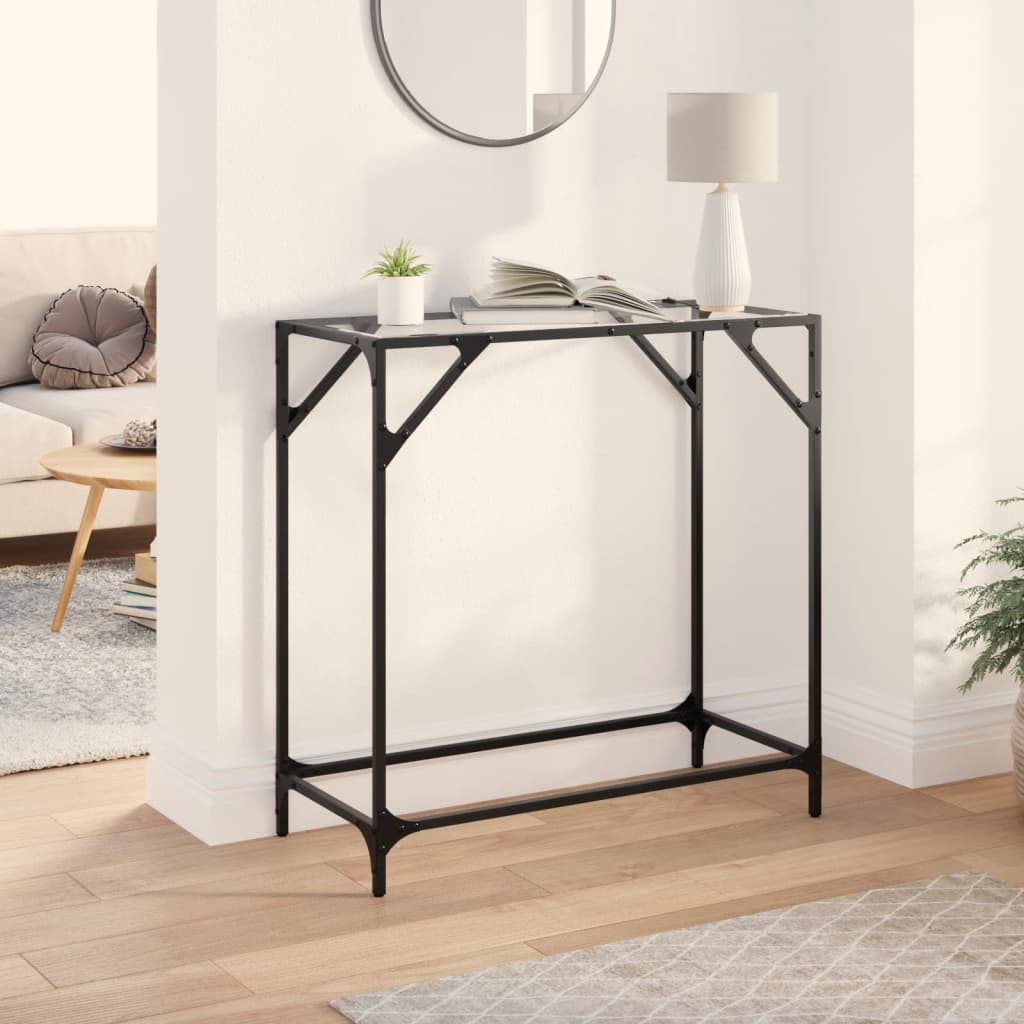 Console table transparent glass surface steel 118.5x30x81cm