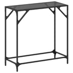 Mesa consola con superficie de vidrio negro acero 118,5x30x81cm
