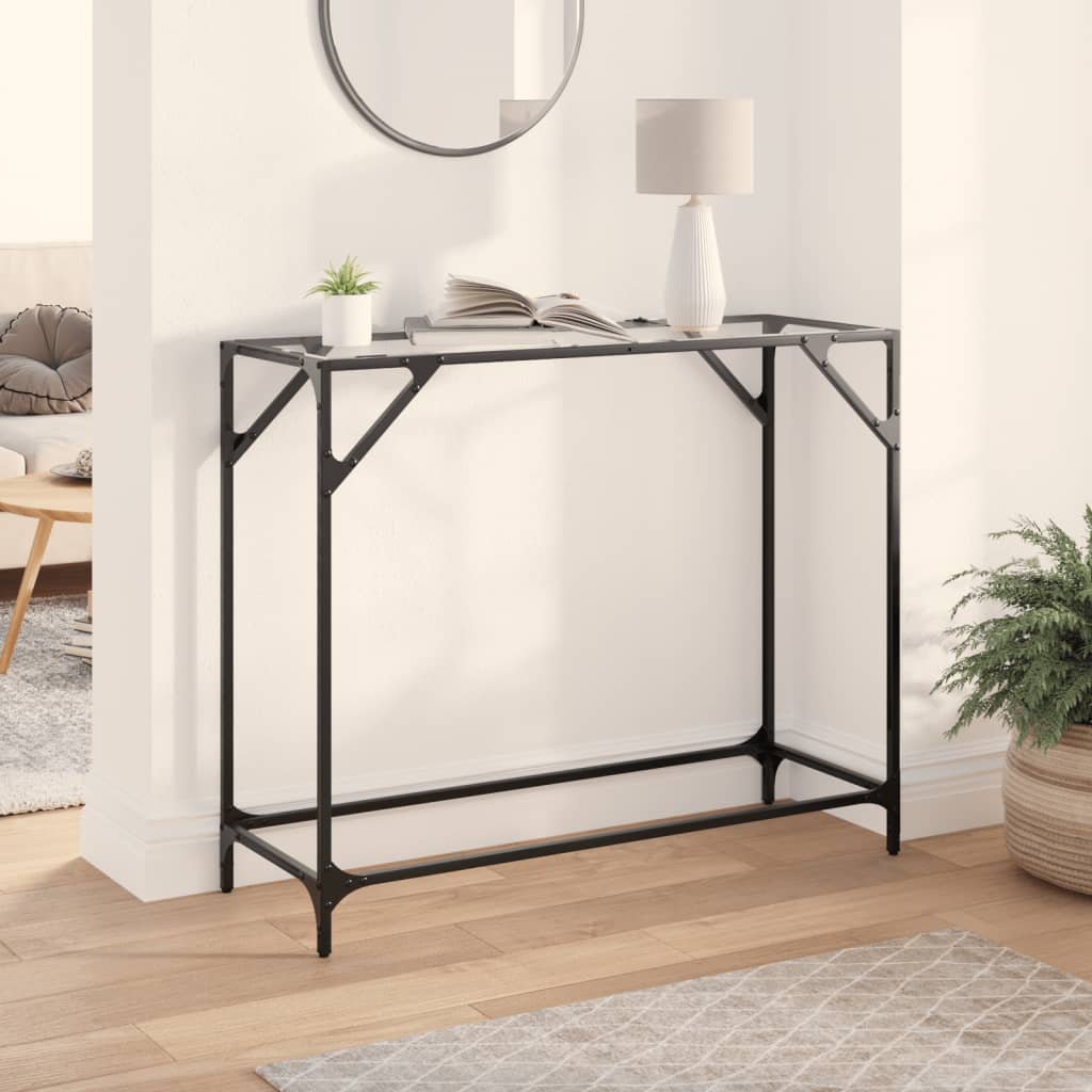 Console table transparent glass surface steel 118.5x30x81cm