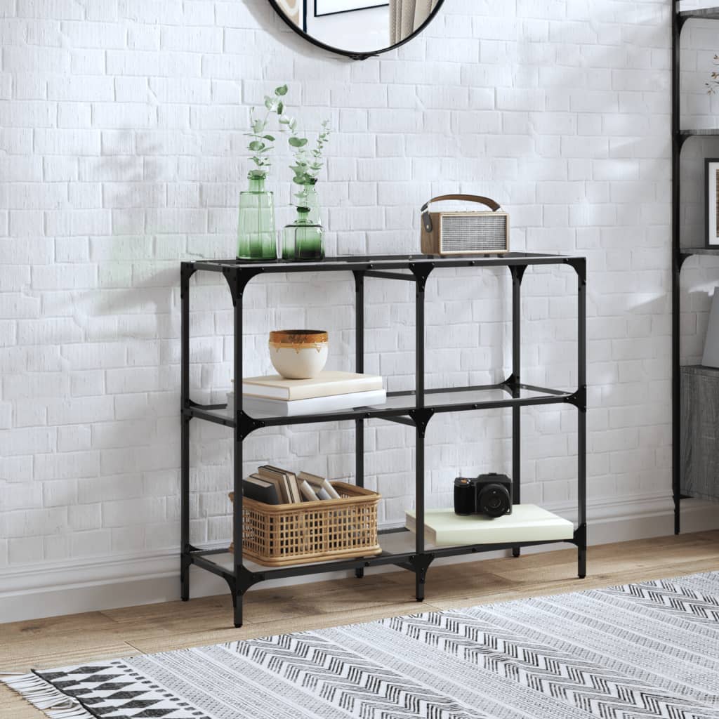 Console table transparent glass surface steel 118.5x30x81cm
