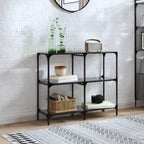 Mesa consola con superficie de vidrio negro acero 118,5x30x81cm