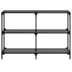 Mesa consola con superficie de vidrio negro acero 118,5x30x81cm