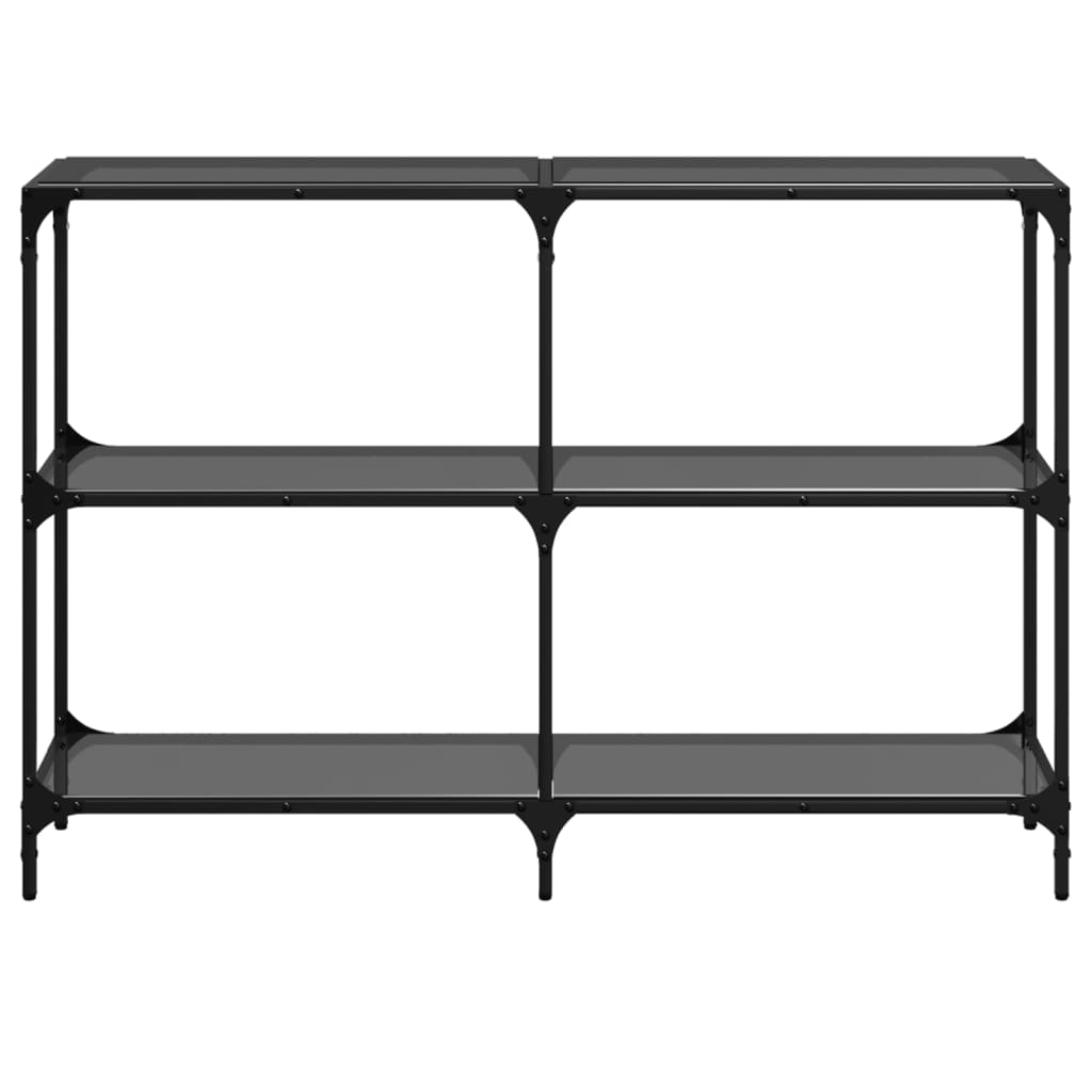 Mesa consola con superficie de vidrio negro acero 118,5x30x81cm