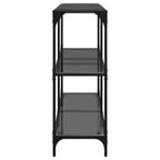 Mesa consola con superficie de vidrio negro acero 118,5x30x81cm