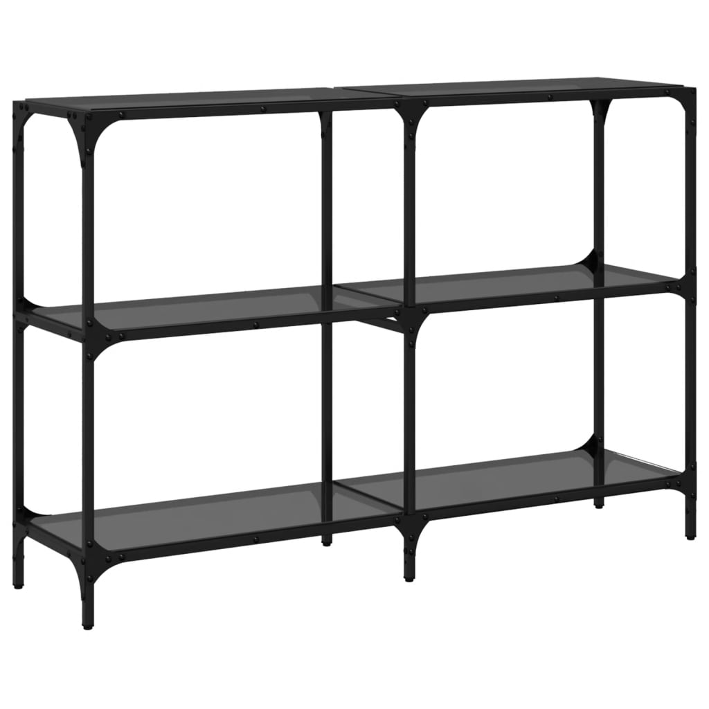 Mesa consola con superficie de vidrio negro acero 118,5x30x81cm