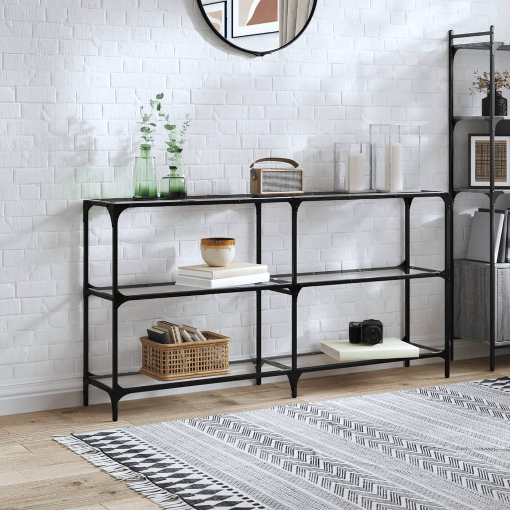 Console table transparent glass surface steel 118.5x30x81cm