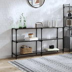 Mesa consola con superficie de vidrio negro acero 118,5x30x81cm