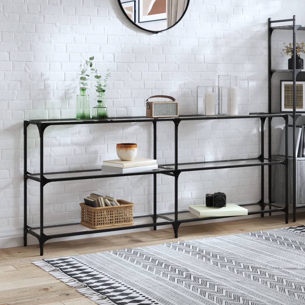 Console table transparent glass surface steel 118.5x30x81cm