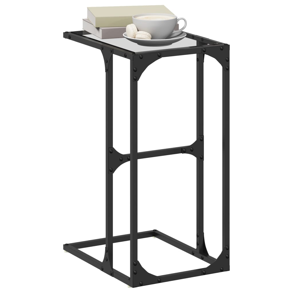 Mesa auxiliar con vidrio transparente acero 40x30x61,5 cm