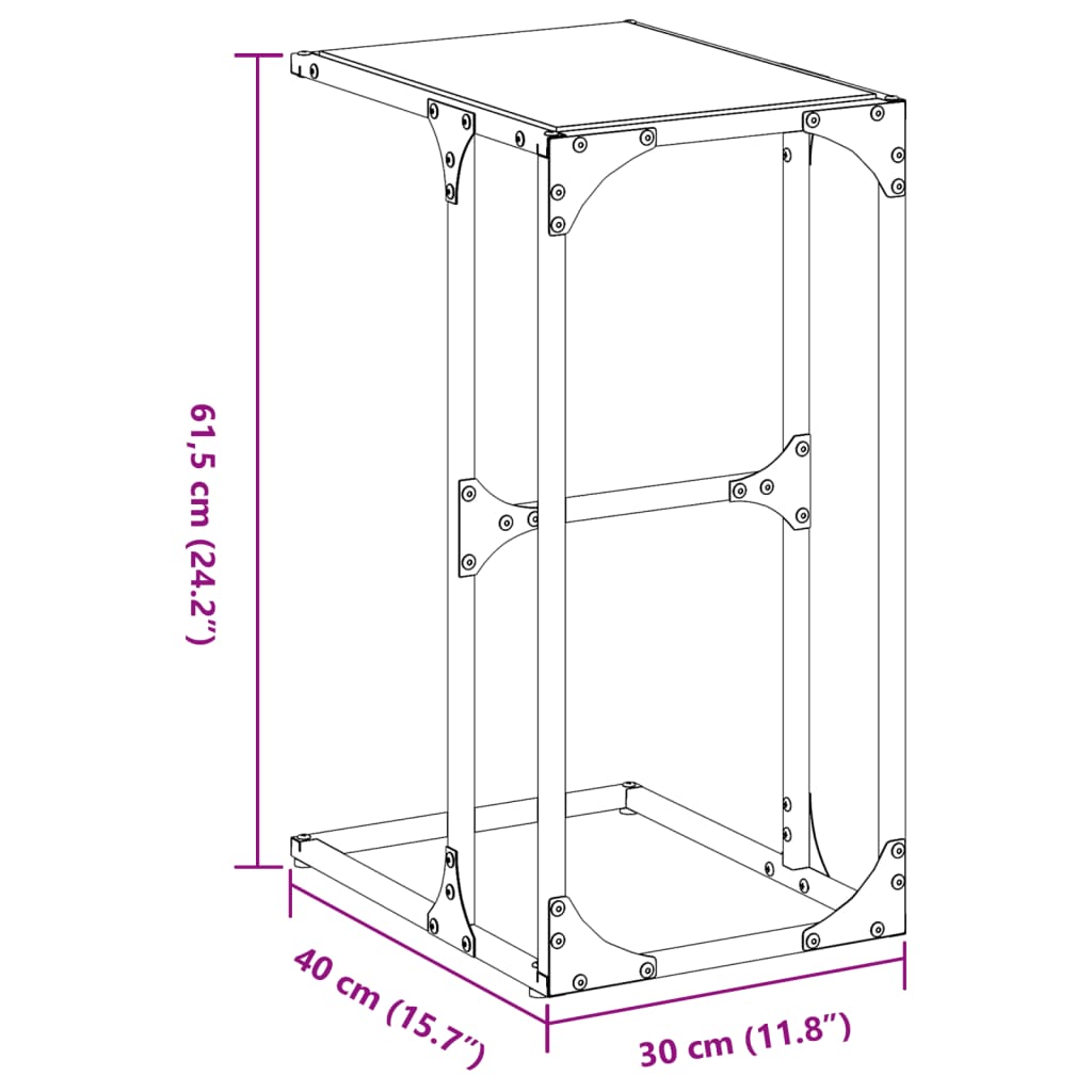Mesa auxiliar con vidrio transparente acero 40x30x61,5 cm