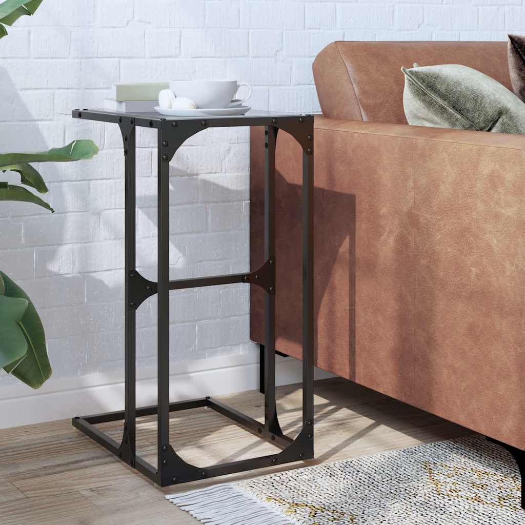 Clear glass steel side table 40x30x61.5 cm