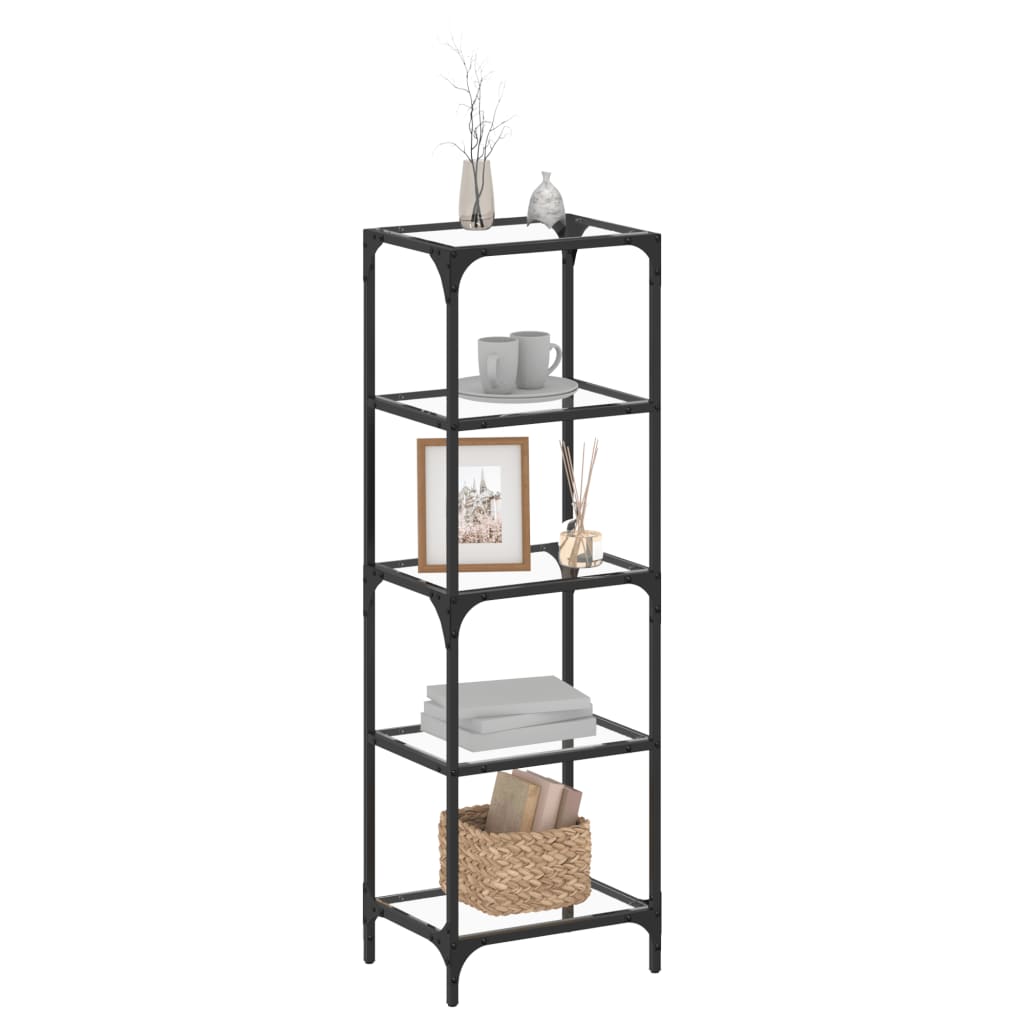Estantería superficie de vidrio negro acero 40x30x123 cm