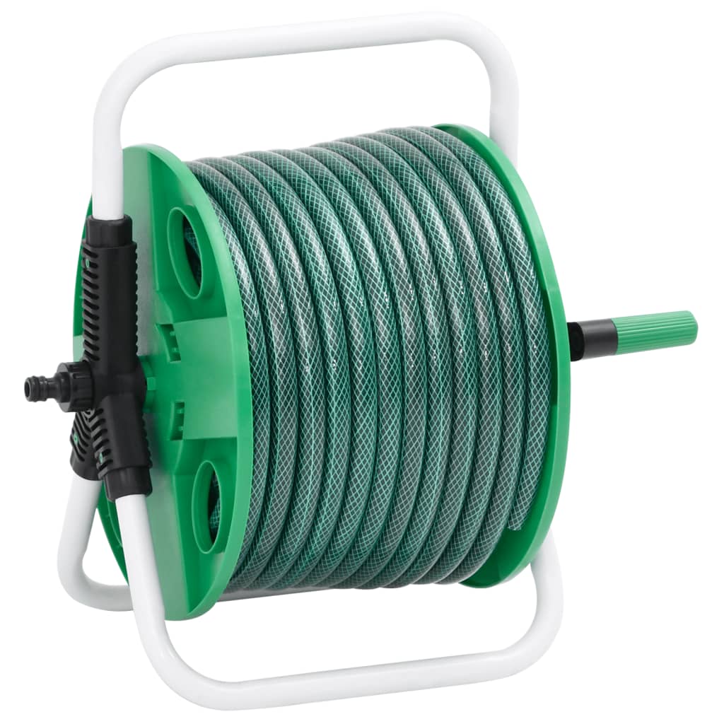 Carrete de rollo para manguera de pie PVC verde 20 m