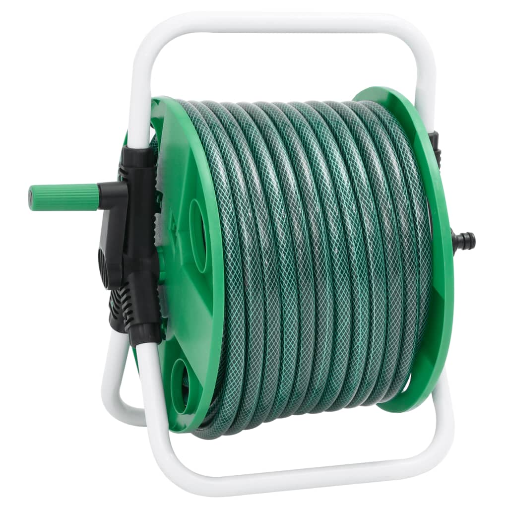 Carrete de rollo para manguera de pie PVC verde 20 m
