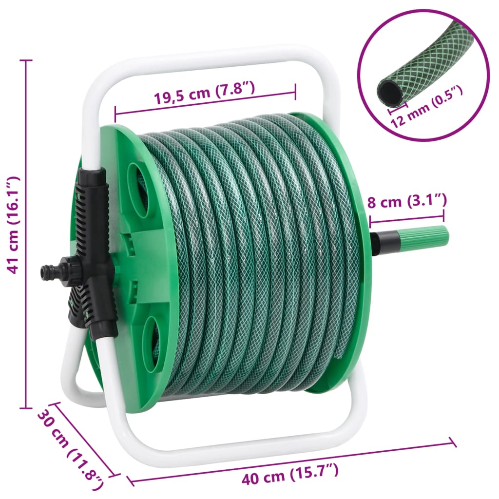 Carrete de rollo para manguera de pie PVC verde 20 m
