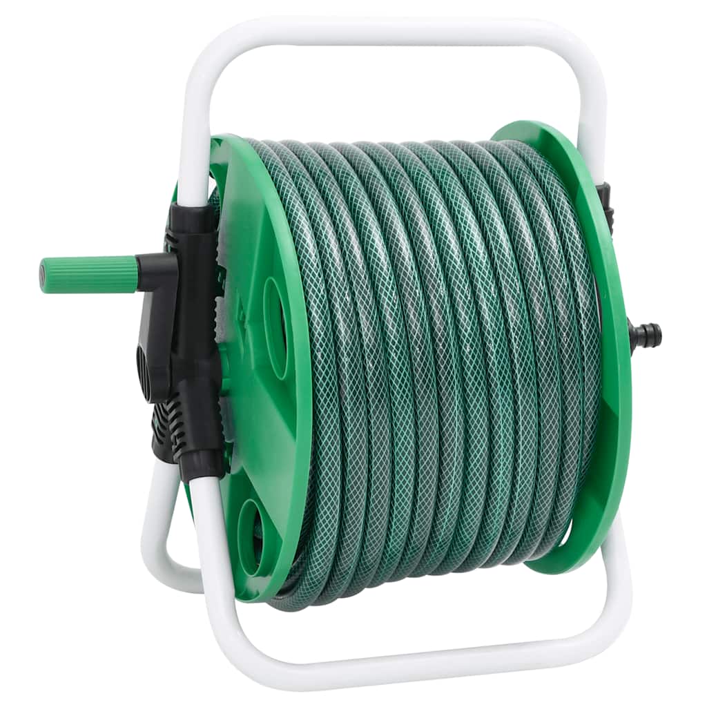 Carrete de manguera de pie con set racores PVC verde 0,5" 20 m