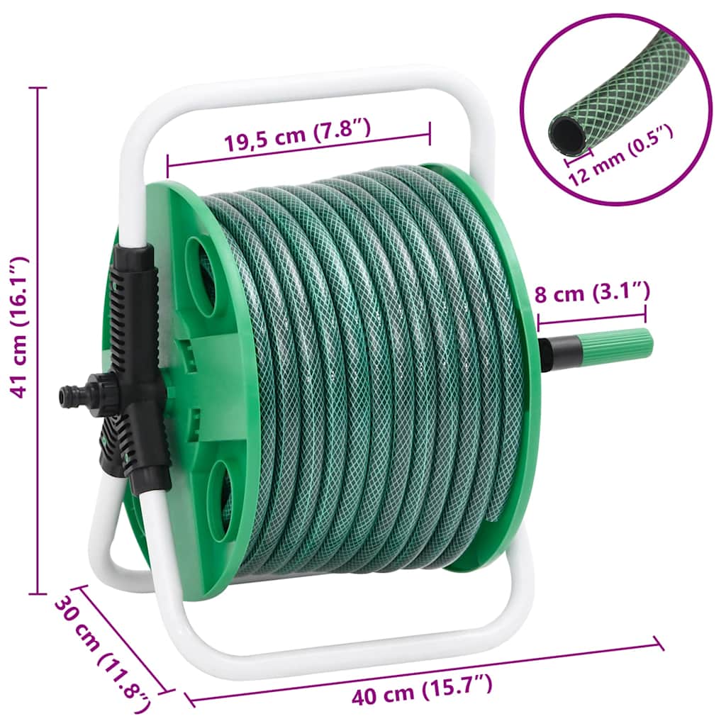 Carrete de manguera de pie con set racores PVC verde 0,5" 20 m