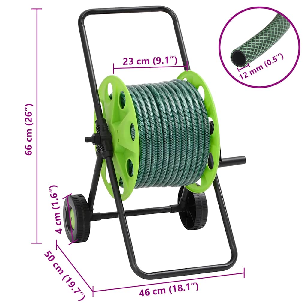 Carrete de manguera con set de racores PVC verde 0,5" 30 m