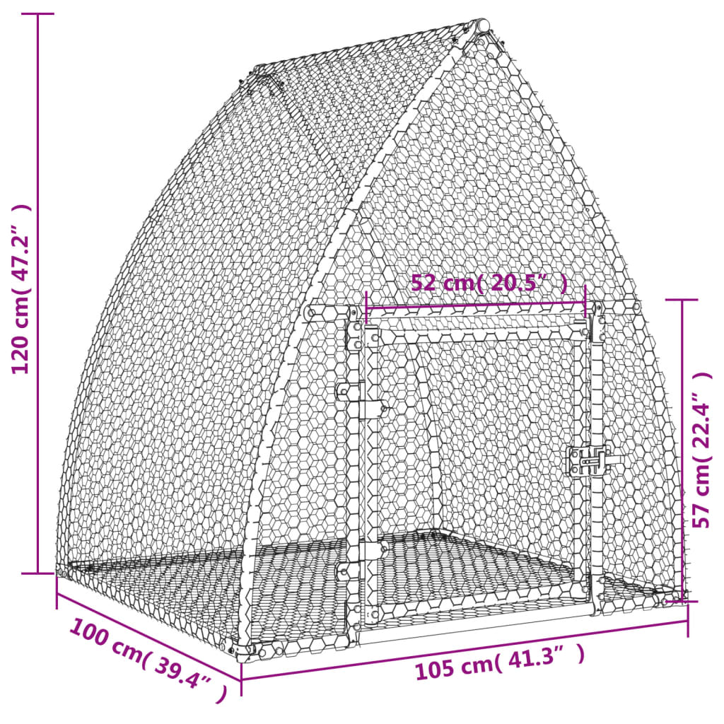 Conejera acero galvanizado plateado 105x100x120 cm
