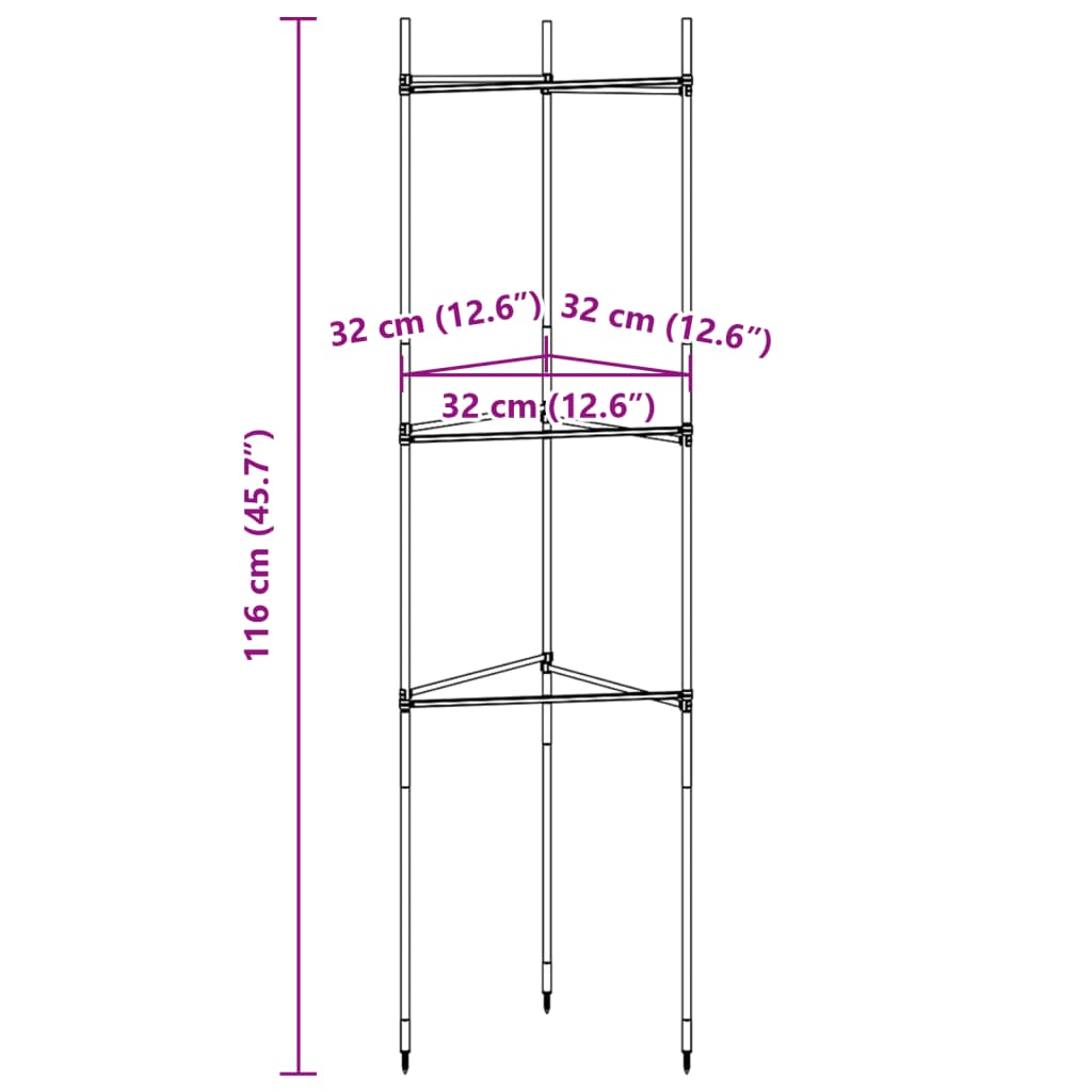 Tutores para tomates 4 unidades acero y PP 116 cm