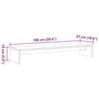 Soporte de monitor madera maciza pino marrón cera 100x27x15 cm