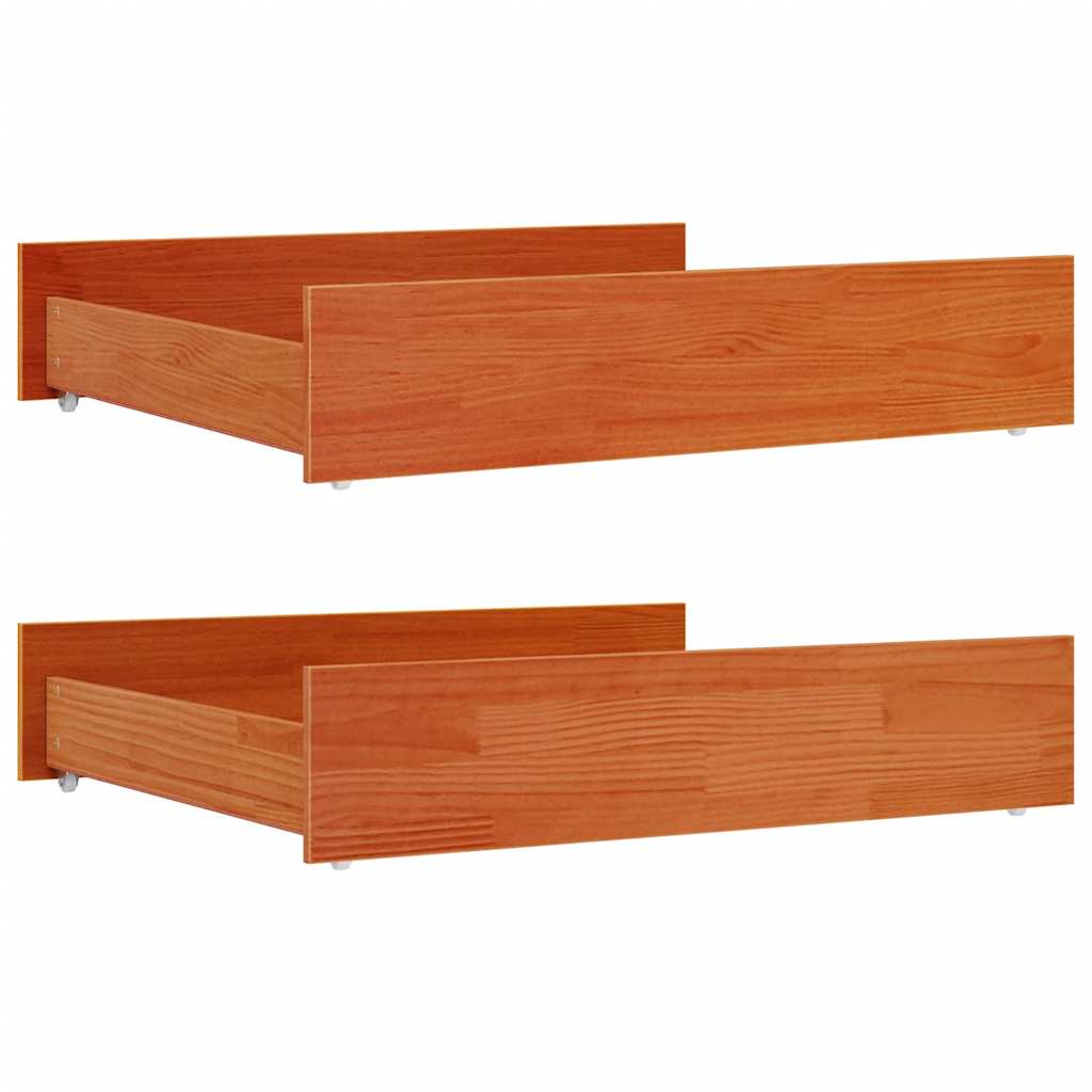 Cajones de cama 2 uds madera maciza de pino marrón cera