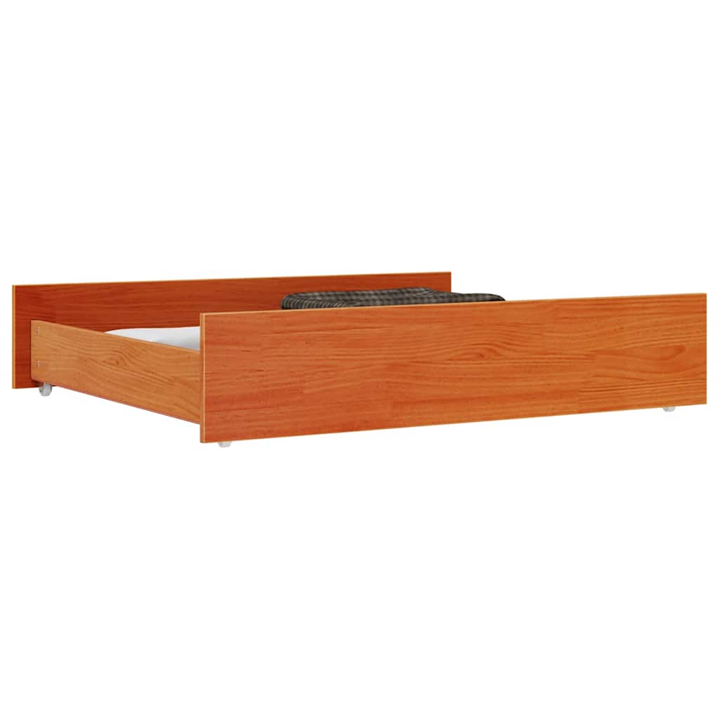 Cajones de cama 2 uds madera maciza de pino marrón cera