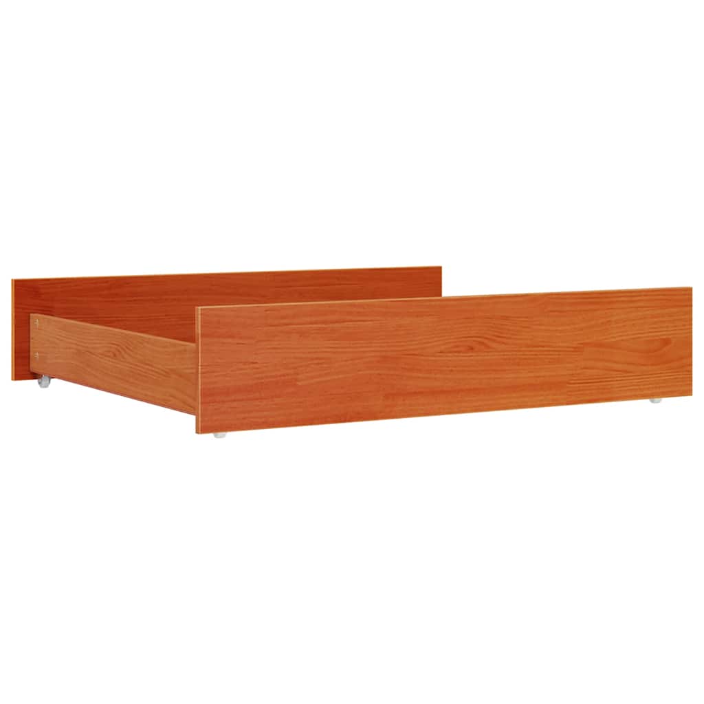 Cajones de cama 2 uds madera maciza de pino marrón cera