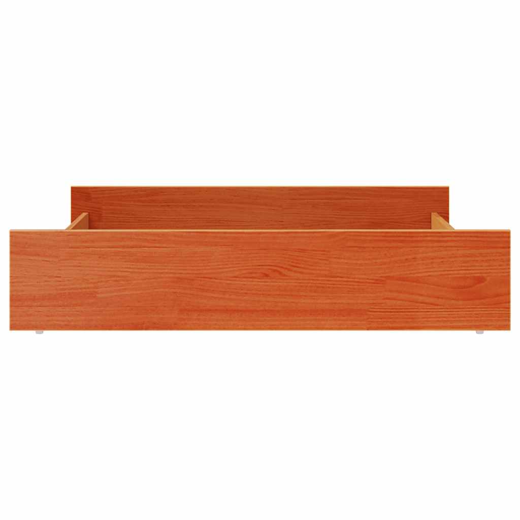 Cajones de cama 2 uds madera maciza de pino marrón cera