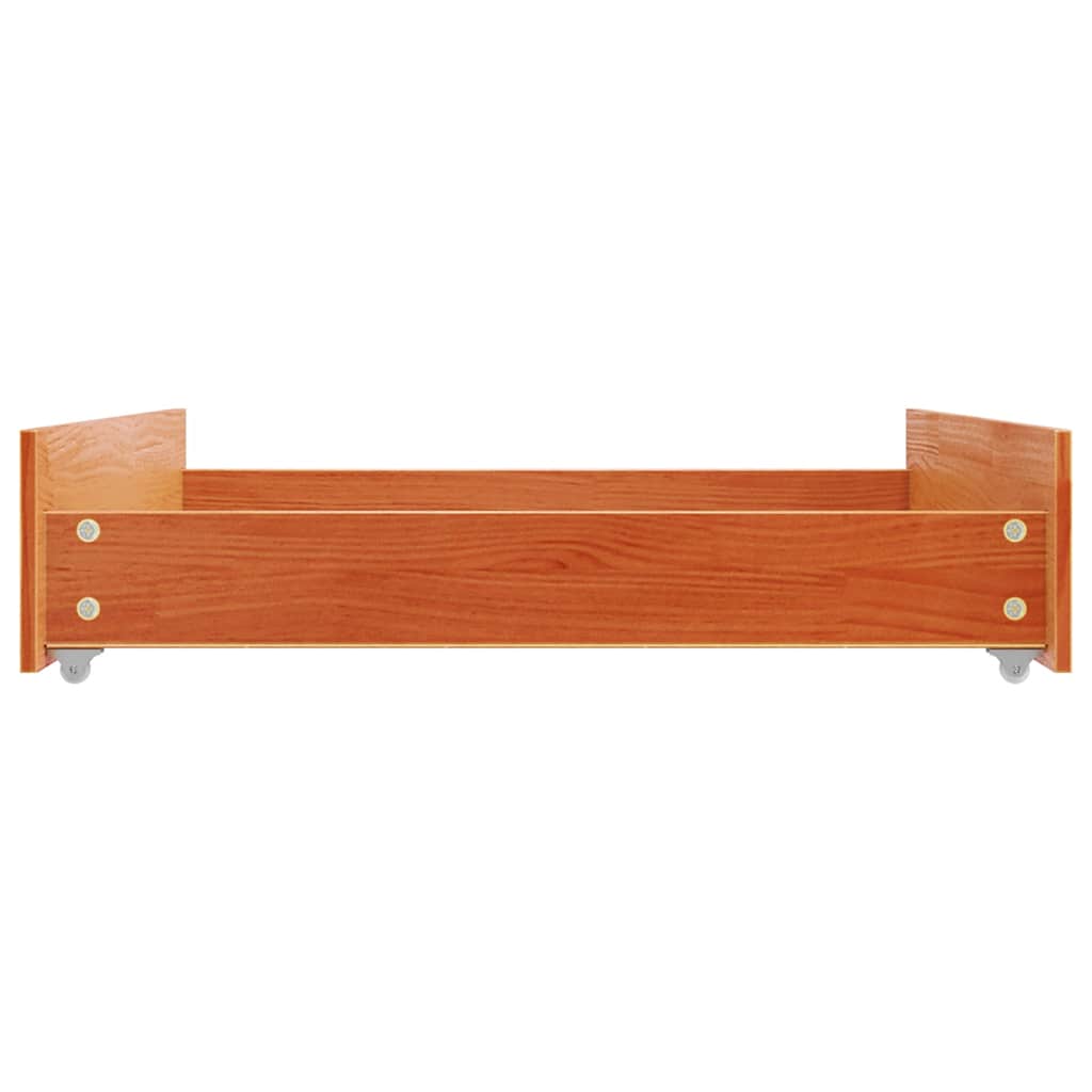 Cajones de cama 2 uds madera maciza de pino marrón cera