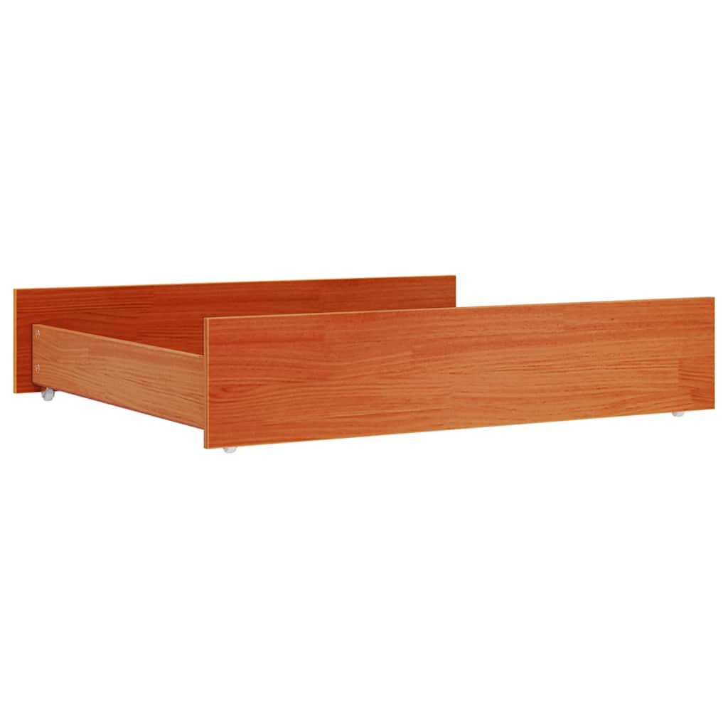Cajones de cama 2 uds madera maciza de pino marrón cera