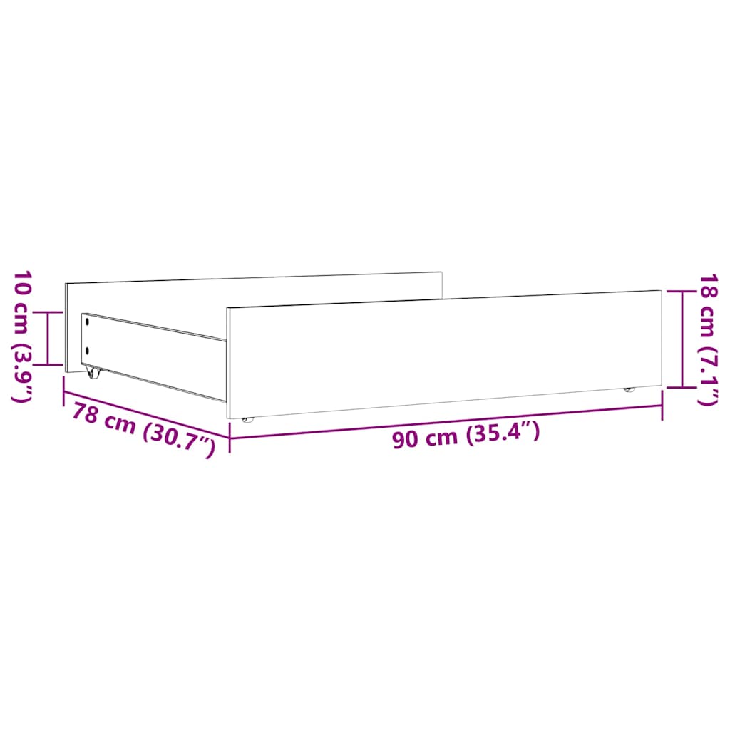 Cajones de cama 2 uds madera maciza de pino marrón cera