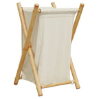 Cesto de la ropa sucia de bambú blanco crema 41,5x36x63,5 cm