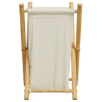 Cesto de la ropa sucia de bambú blanco crema 41,5x36x63,5 cm