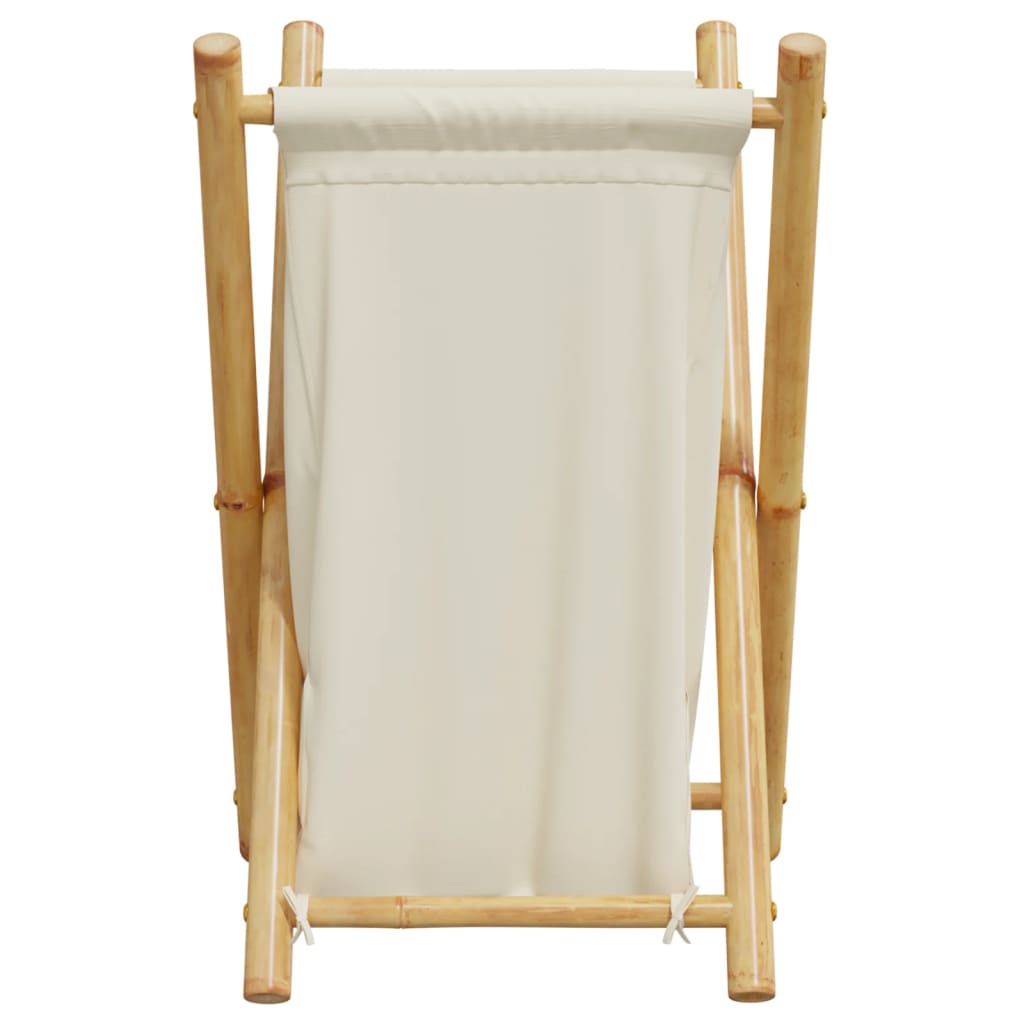 Cesto de la ropa sucia de bambú blanco crema 41,5x36x63,5 cm